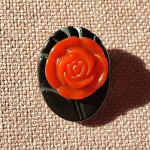 Vintage Red Rose Brooch
